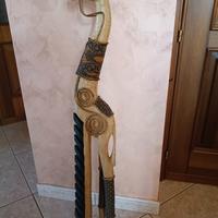 Vecchia scultura etnica giraffa in legno porta CD 