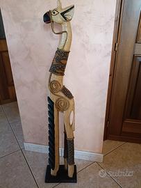 Vecchia scultura etnica giraffa in legno porta CD 