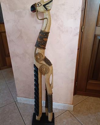 Vecchia scultura etnica giraffa in legno porta CD 