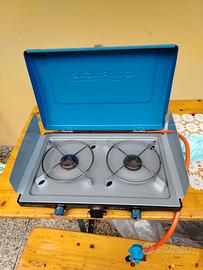 Gas a due fuochi più tavolino supporto