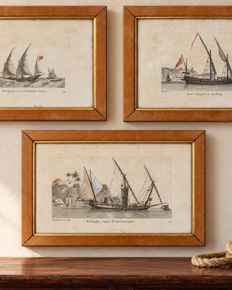 3 stampe nautiche vintage – velieri da Baugean