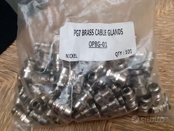 n. 100  pressacavi PG7 in ottone nichelato