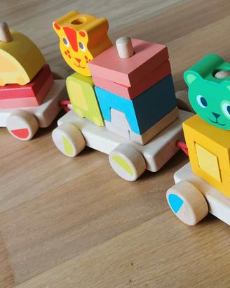 Trenino montessoriano in legno