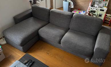 Divano letto con chaise longue grigio antracite