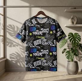 Terranova, t-shirt, nera, grafica, XL