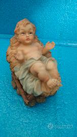 Statuina Gesù Bambino nella Culla per Presepe
