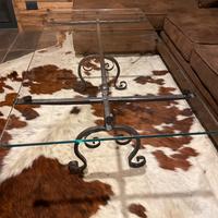 Tavolino cristallo e ferro battuto