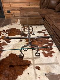 Tavolino cristallo e ferro battuto