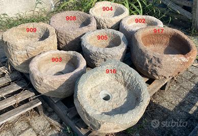 Antica vasca lavabo rustica in pietra granito