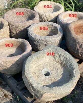 Antica vasca lavabo rustica in pietra granito