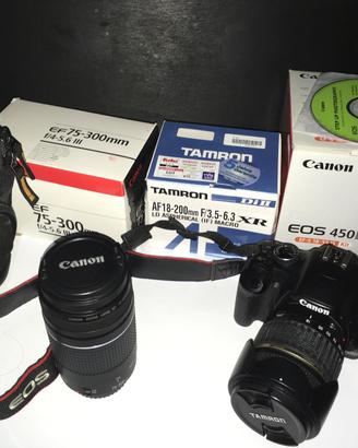 Fotocamera reflex Canon Eos 450D + 2 obiettivi