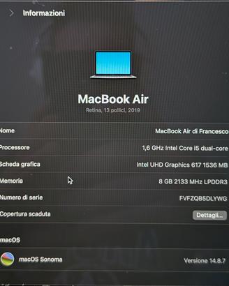 MacBook air 2019 come nuovo 128gb