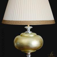 Lampada da tavolo classica in LEGNO FOGLIA ORO