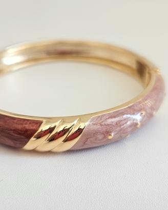 Bracciale Rigido Vintage  Oro, Marrone e Nude

