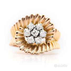 Anello Vintage Oro con Diamanti Taglio Rosetta