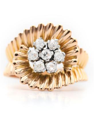 Anello Vintage Oro con Diamanti Taglio Rosetta