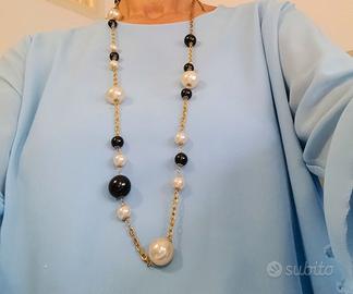 Collana/Cintura perle bianche/nere
