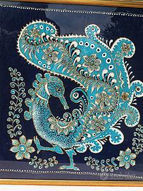 Quadro Oggetto d'arte BATIK Originale Inserti oro