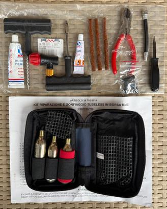 2 Kit Riparazione Gonfiaggio Tubeless in Borsa RMS