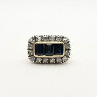 Anello oro 18KT diamanti e zaffiri, epoca 1940