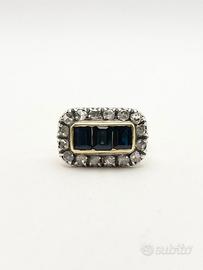 Anello oro 18KT diamanti e zaffiri, epoca 1940