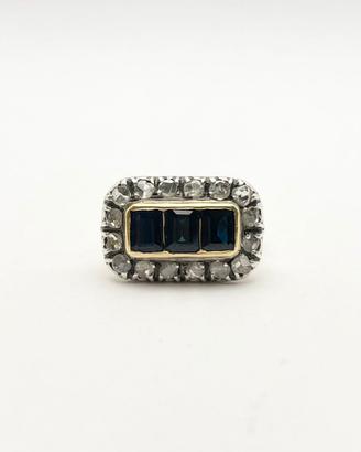 Anello oro 18KT diamanti e zaffiri, epoca 1940