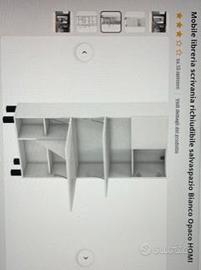 Mobile libreria scrivania richiudibile salvaspazio Bianco Opaco HOMI