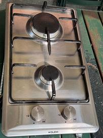 PIANO COTTURA INOX GAS METANO 2 FUOCHI
