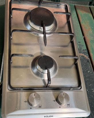 PIANO COTTURA INOX GAS METANO 2 FUOCHI