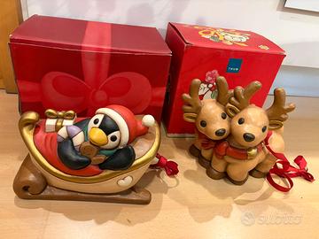 Coppia renne e slitta Pinguino Maxi Thun