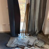 6 tende scuranti + moquette 22m + bastoni e acc