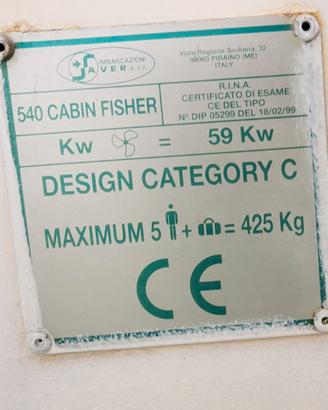 barca, pilotina, cabinato, saver cabin ficher 540