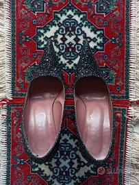 Scarpe nere luccicanti con tacco - Made in Italy