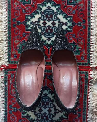 Scarpe nere luccicanti con tacco - Made in Italy