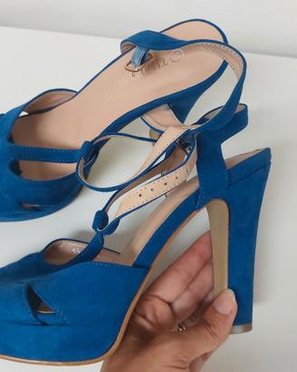 Scarpe con plateau  blu scamosciate