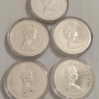 Argento - lotto 5 monete Canada 