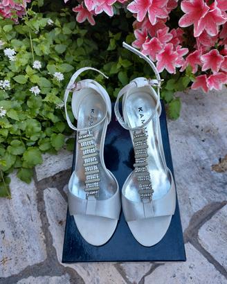 Sandalo in raso argento Kammi n. 39