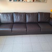 Divano ecopelle marrone scuro 4 posti Doimo