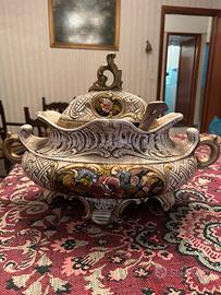 Zuppiera antica in ceramica, Centrotavola vintage