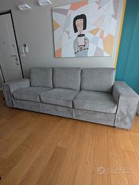 Divano letto 4 Posti 240cm sfoderabile grigio chia