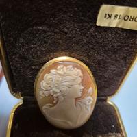 cammeo oro 18k 35mm ciondolo e spilla 