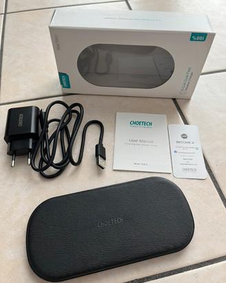 Caricabatterie wireless doppio iPhone Android Qi