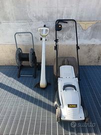 taglia erba, rasa erba e avvolgitore tubo