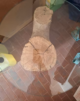TAVOLINO IN VETRO CON 2 BASI