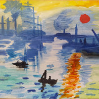 Quadro dipinto a mano, copia Monet, mare