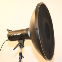 Godox SK 400 con giraffa e diffusori