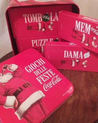 catola latta Coca-Cola con 4 giochi da tavola
