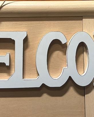 Scritta in legno Welcome