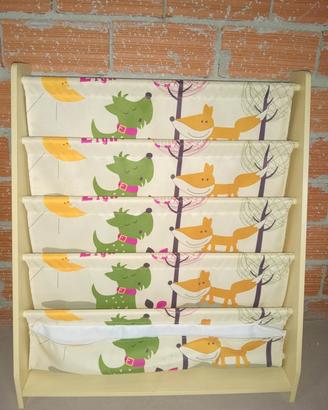 Scaffale libreria a 4 livelli in tessuto bambini