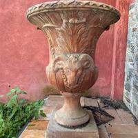 Vaso testa Ariete terracotta grande stile classico